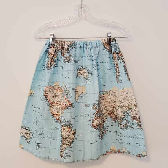 World Map A-Line Skirt Size ~XS - Picture 1 of 9